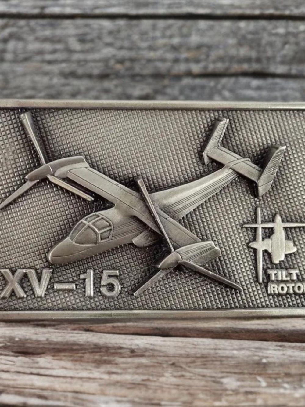 XV-15 Tilt Rotor Military Aircraft Pewter Belt Buckle Collector Series 3" x 2"